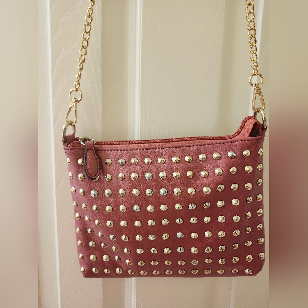 Studded Rosey Red Crossbody Bag